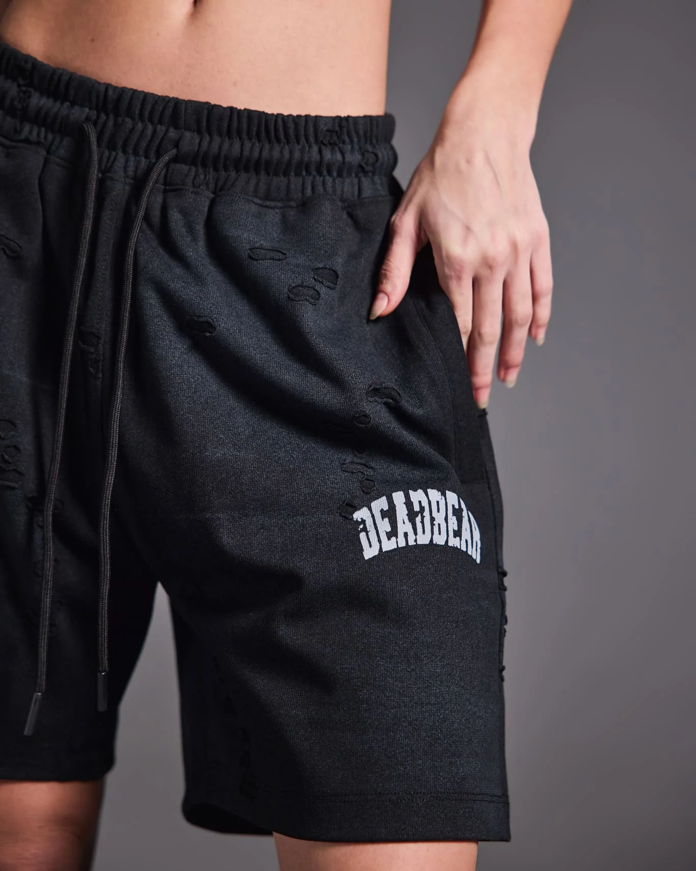 Distressed Washed Black Shorts - Image 3