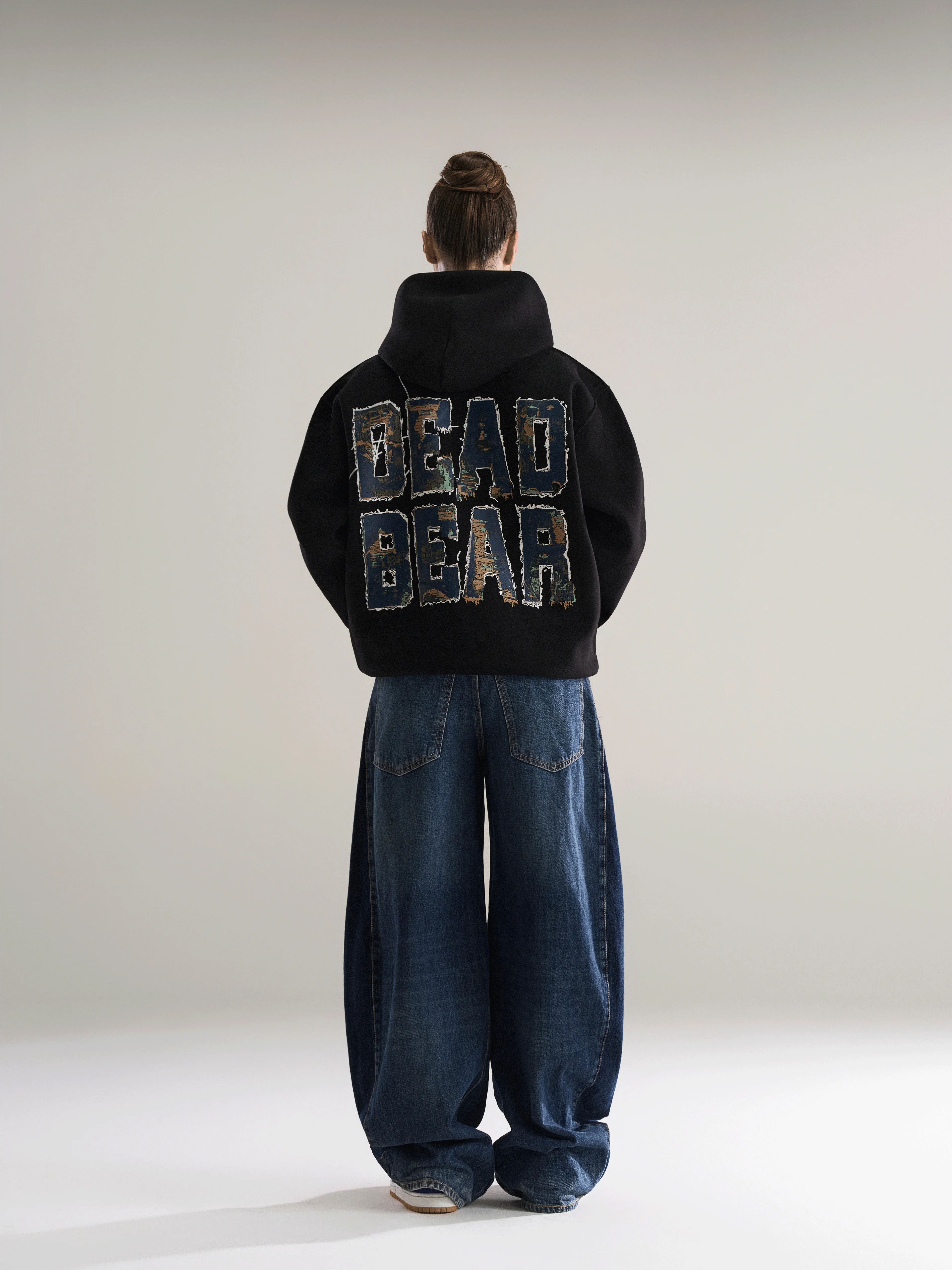 Fake Denim Hoodie Black - Image 7