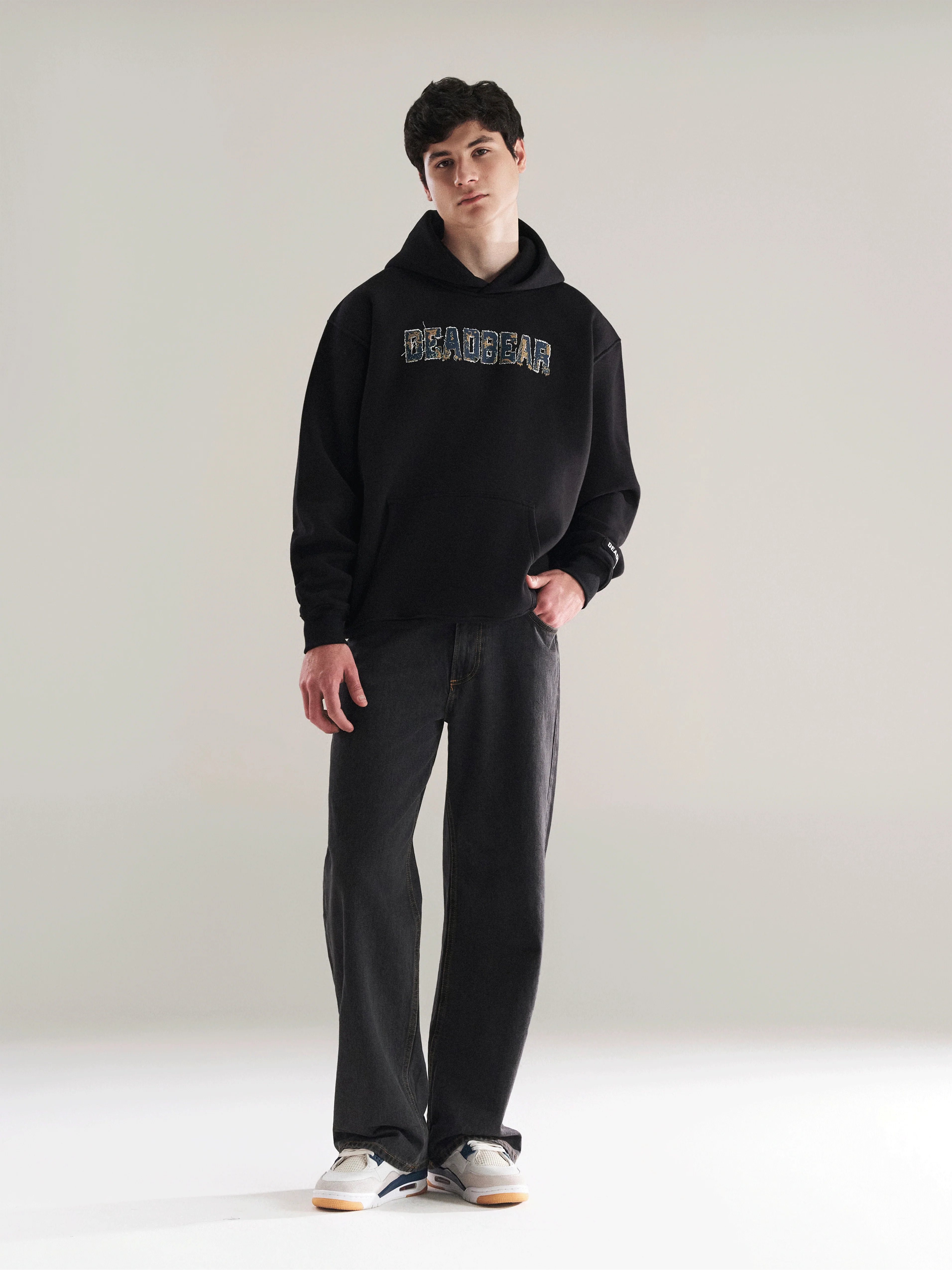Fake Denim Hoodie Black - Image 8