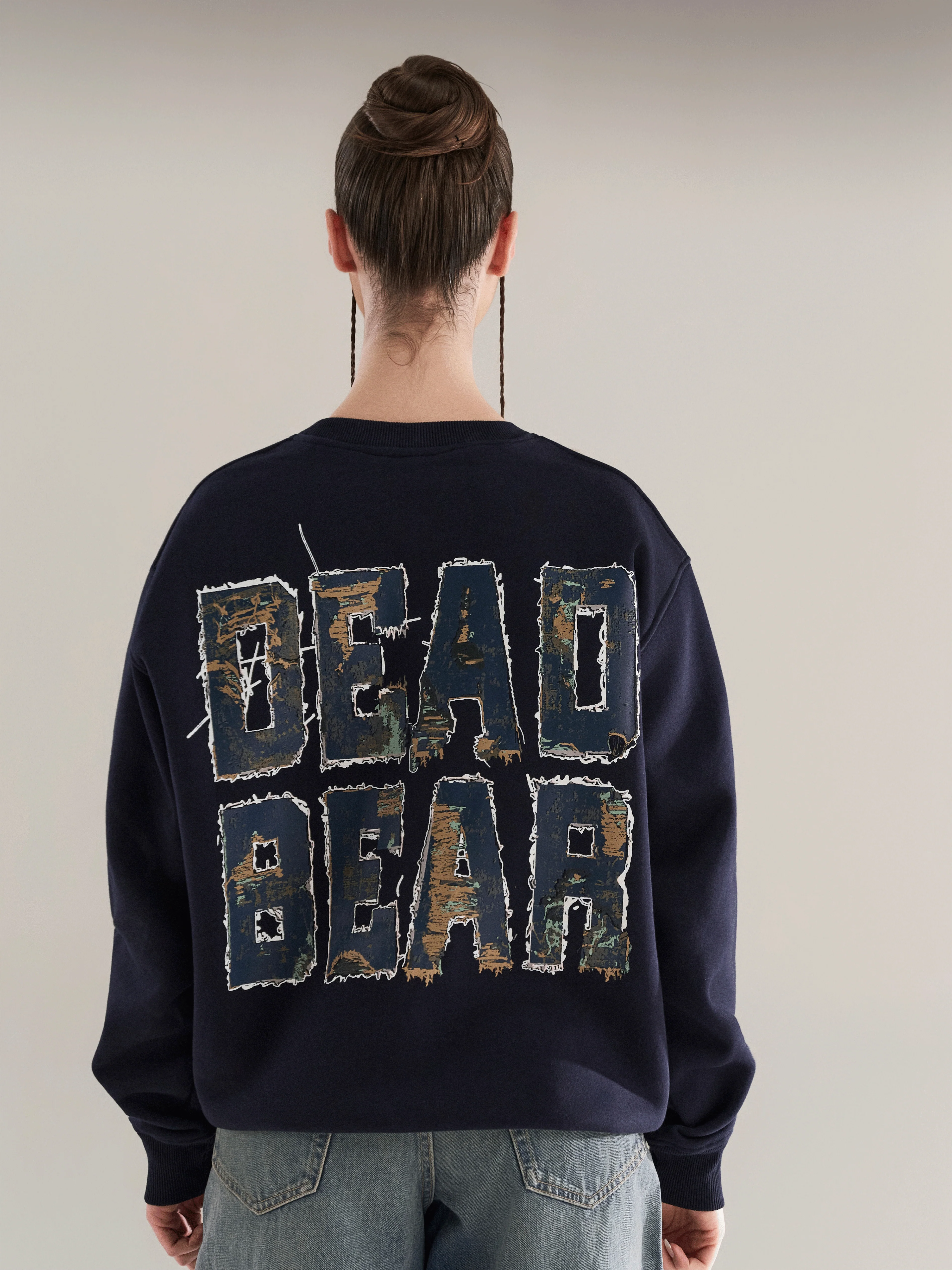 Fake Denim Sweatshirt Navy - Image 5
