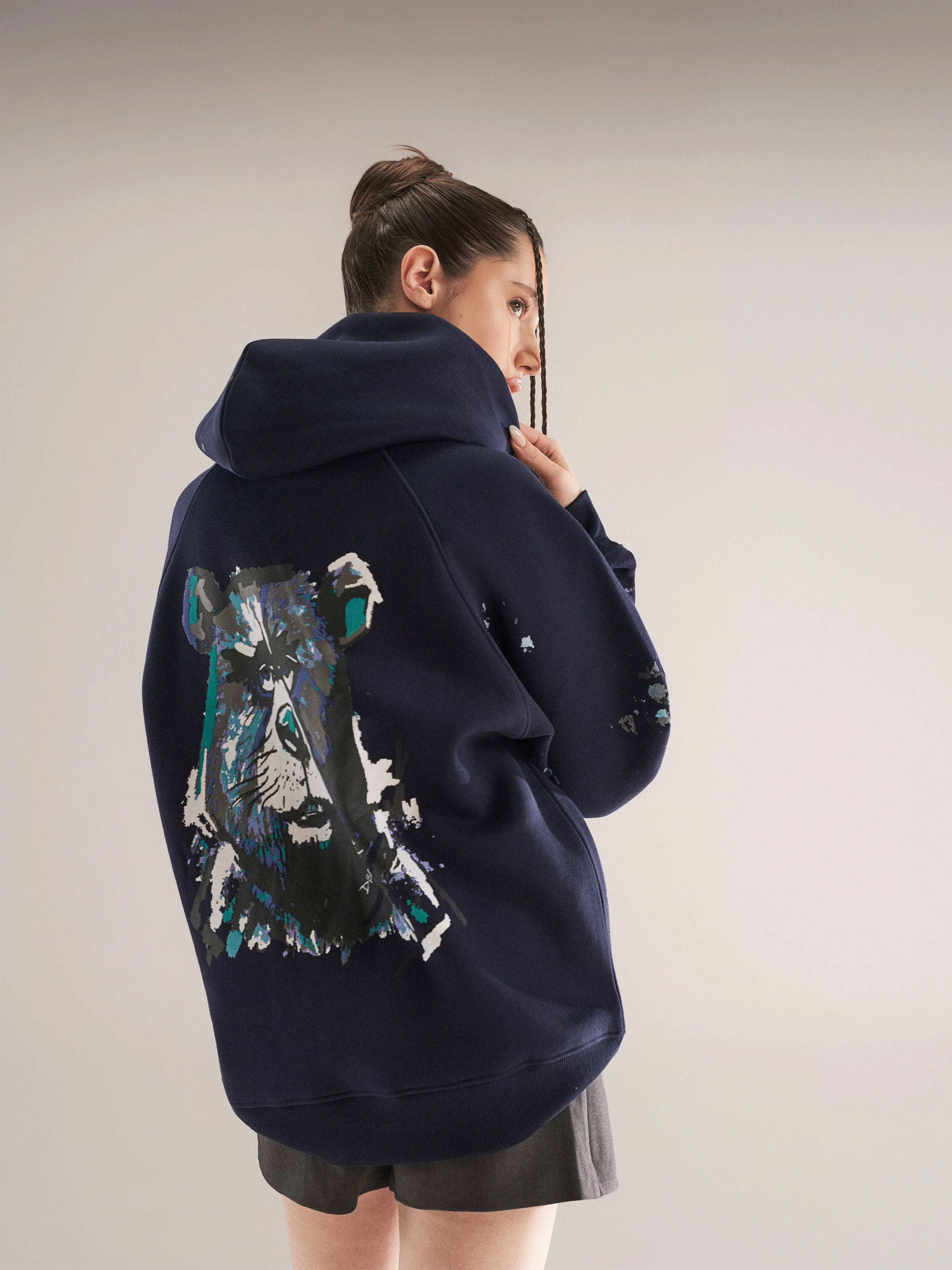 Grumpy Bear Hoodie Navy - Image 8