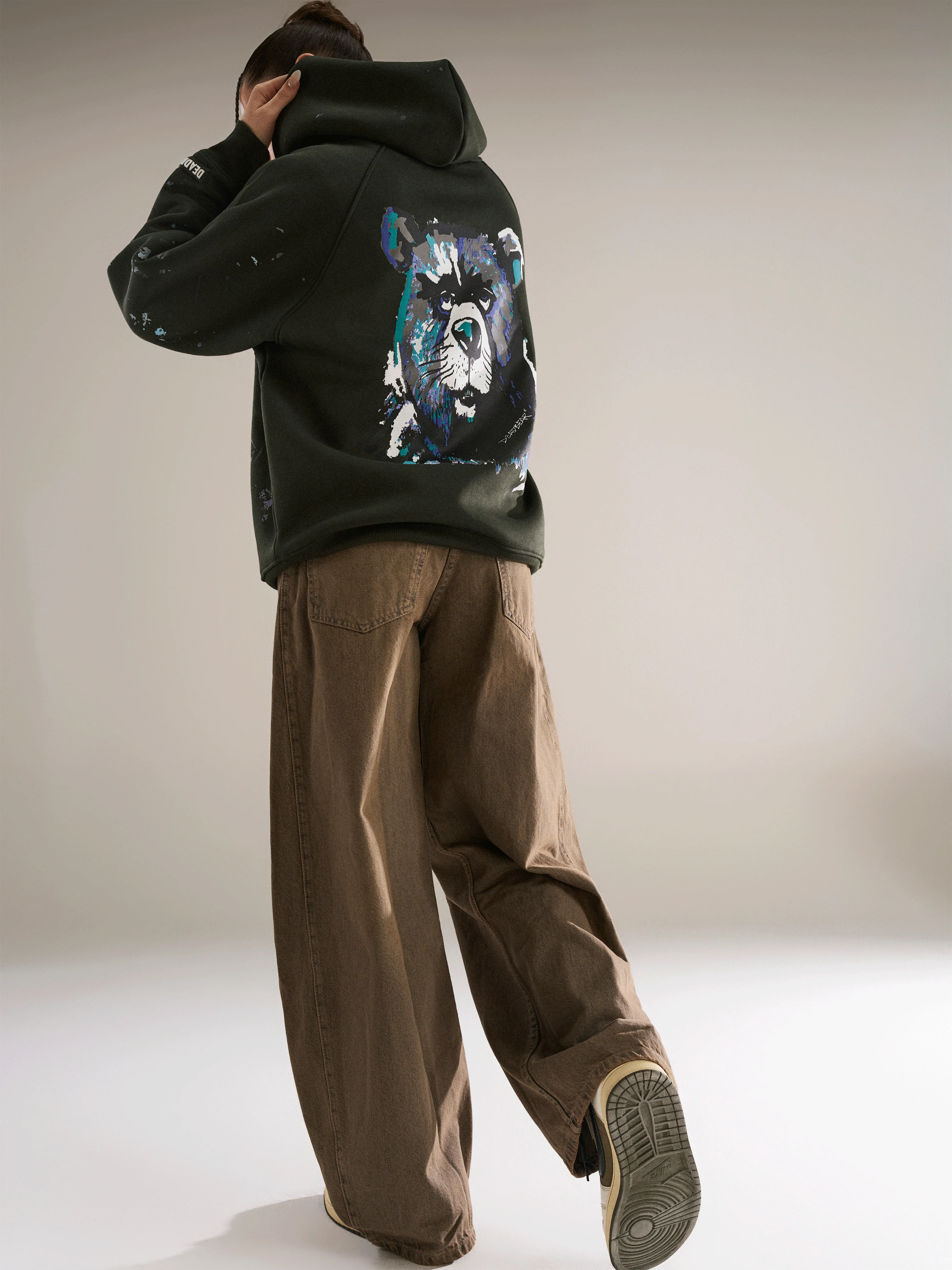 Grumpy Bear Hoodie Olive - Image 10